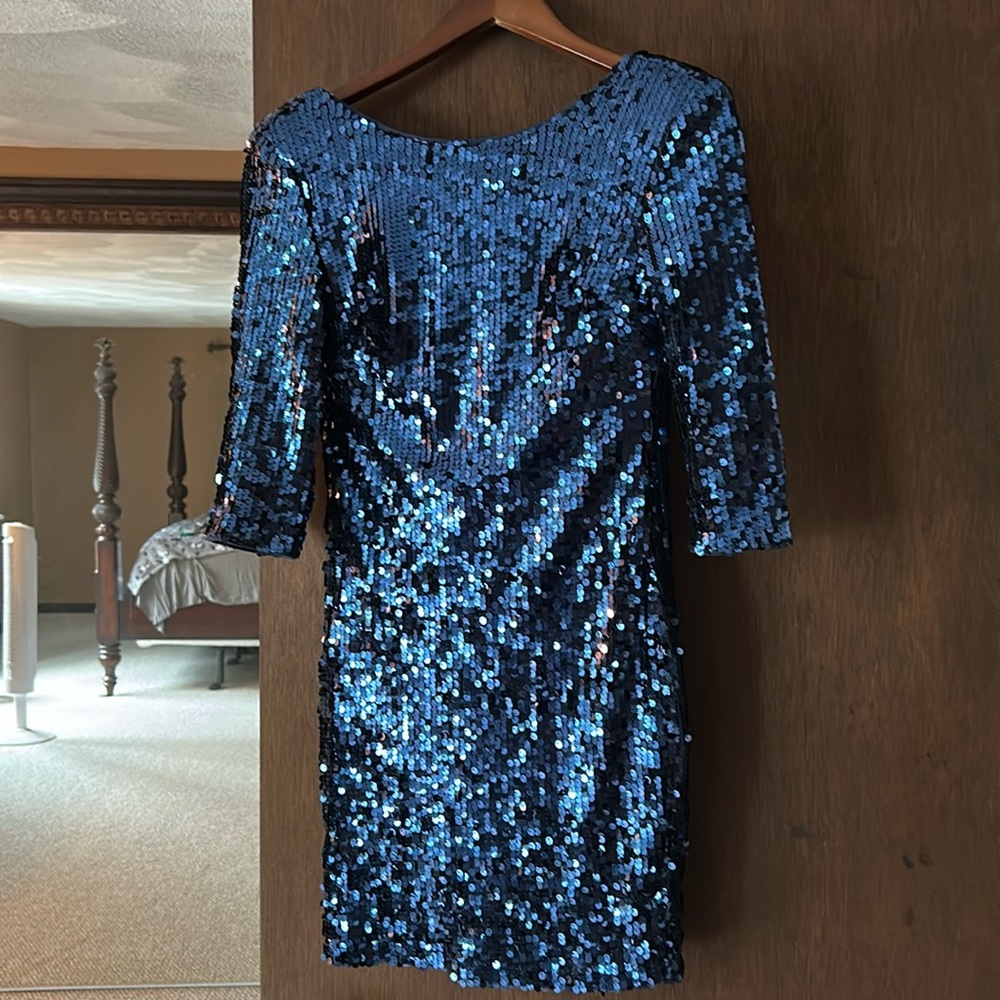 Blaque Label Navy Sequin Long Sleeve Dress